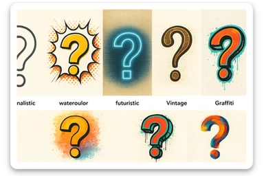 question mark icon in various artistic styles sticker