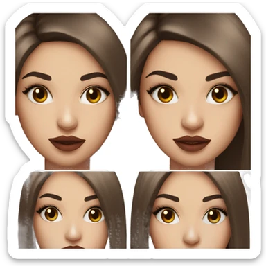 Brunette long straight hair bombshell big lips eyelashes makeup sticker