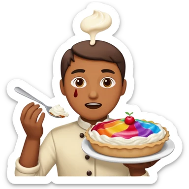 person getting hit in the face with a pie sticker