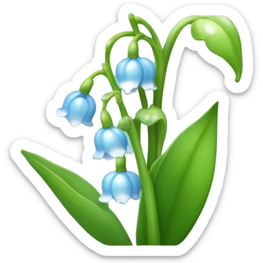 Light blue Lily of the valley flower with light green stem and grass and little frost droplets sticker
