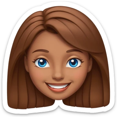 mulher morena de olhos azuis sorrindo e piscando um olho sticker