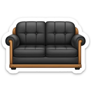Minimalistic flat vector icon, iOS style, thin black contour on white background. Old sofa divided into two halves: one side worn out and shabby, the other side new and modern. Clean, no text, no shadows. sticker