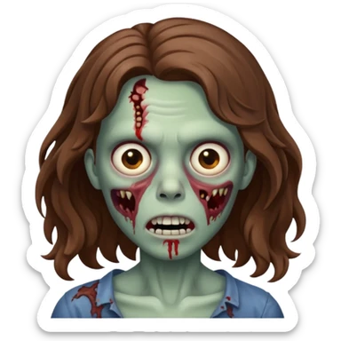 zombie com cabelo ondulado marrom e sem franja sticker