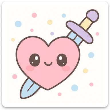 heart with sword, kawaii style sticker
