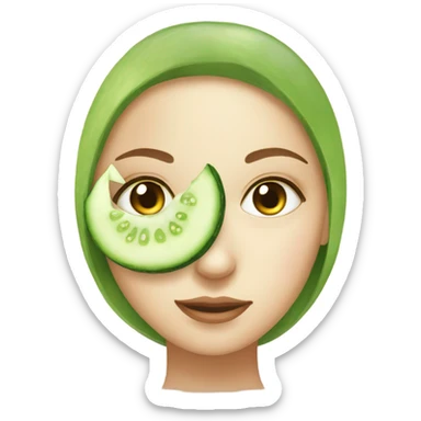 A girl with cucumber spa on her eyes  sticker