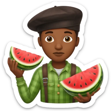 black guy thief holding watermelon  sticker