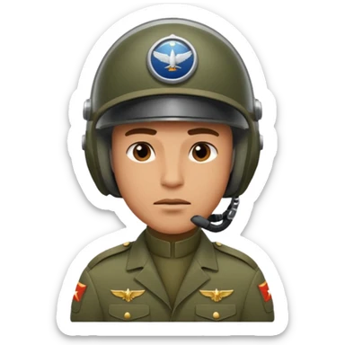 a brutal male military pilot in an aviation helmet and a modern uniform. maximum quality sticker