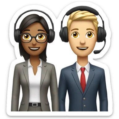 four sales agents wearing a headset with mic sticker