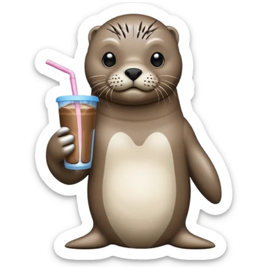 Seal drinking a protein shake sticker