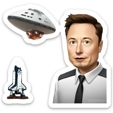 Elon musk senting a spaceship to Mars sticker