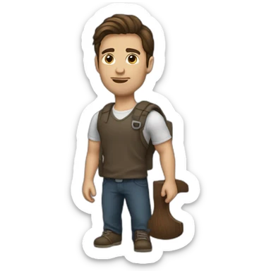 men with a macebell brown hair sticker