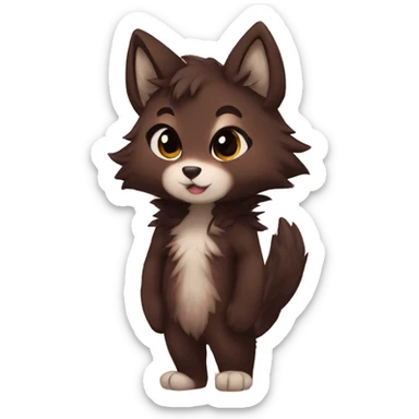 Anthro Shy Cute Chibi Dark Brown Furry Animal Anthro Sona sticker