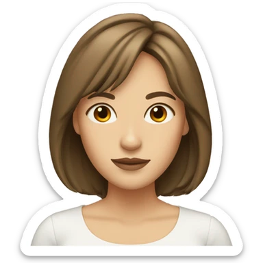 Woman with medium brown hair and curtain bangs sticker