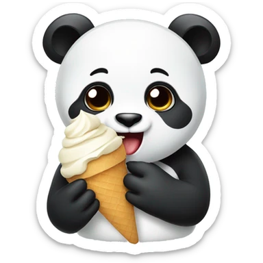 Panda eating ice cream sticker