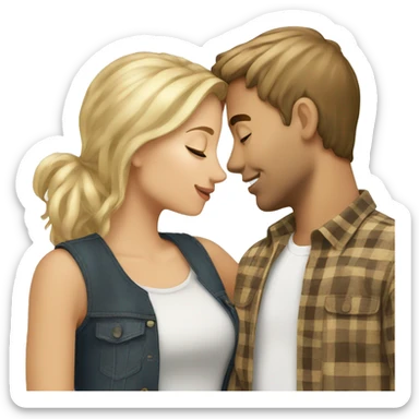 Girl with blonde hair kissing guy with brown hair  sticker