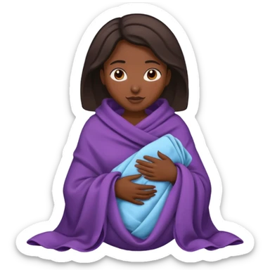 dark skin woman with tucked blanket sticker