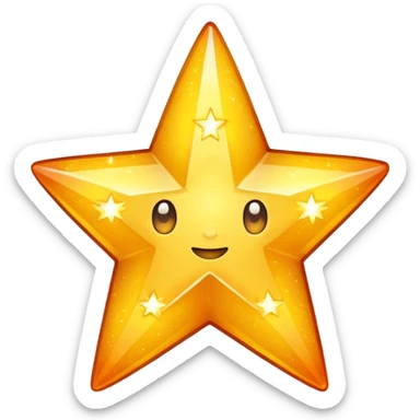 glitter yellow Star fire  sticker