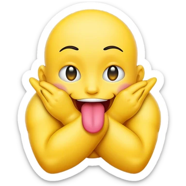 hug emoji with tounge out sticker