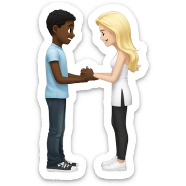 black boy proposing to a white blonde girl sticker