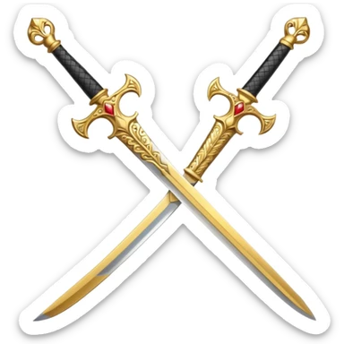 Golden ceremonial sword — engraved handle, decorative sticker