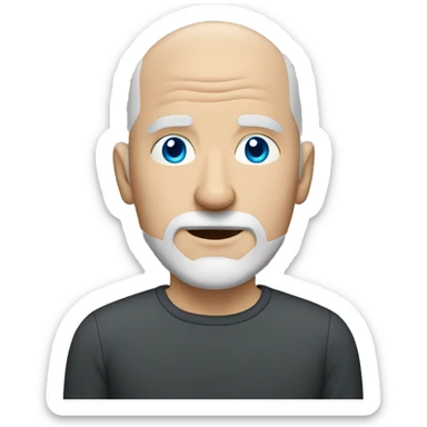 Totally Bald white man with greying goatee blue eyes  sticker