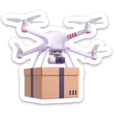quadcopter drone delivering box sticker