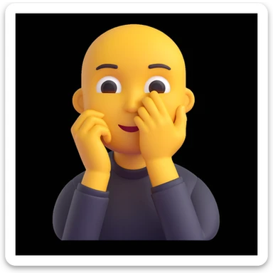thinking face, looking up, hand on chin, 3D emoji style sticker