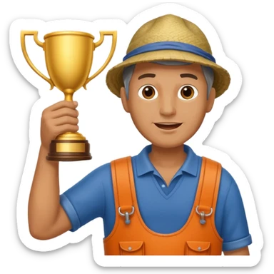 man fisherman holding a trophy cup sticker