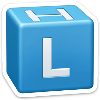 The letters L and R in a blue box 2D sticker