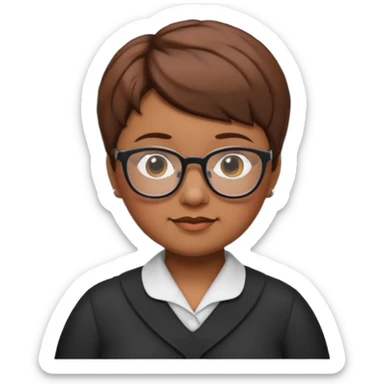 classic teacher emoji but fatter and with a brown pixie cut sticker