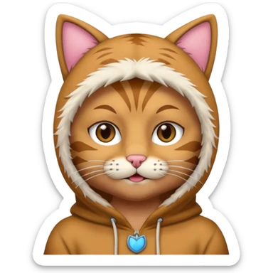 A man wearing cat clothes  and showing his paws sticker