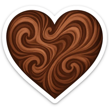 heart with a swirling cocoa pattern, digital illustration, no background sticker