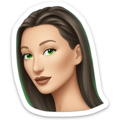 Bella hadid avec des cheveux chatin et un reflet soleil sur le devant de ses cheveux et au yeux vert bleu sticker