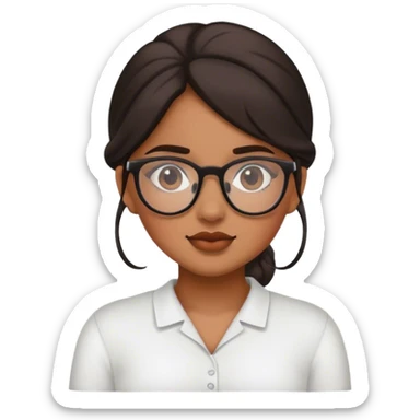 Mexican Girl Blushing Emoji with glasses and darker complexion  sticker