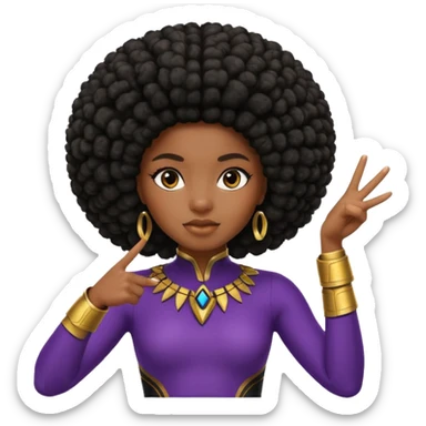 Black girl with Afro doing the wakanda forever gesture sticker
