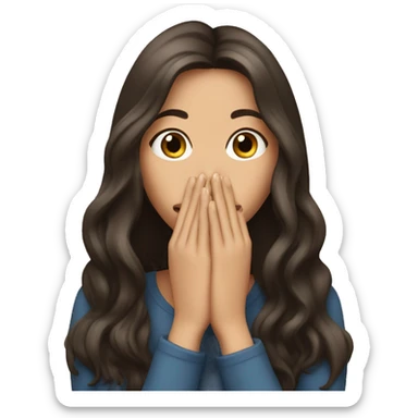 long hair Brunette girl with her Hands covering her mouth sticker