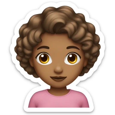 brownskin girl medium wavy hair wide set eyes eyebags sticker