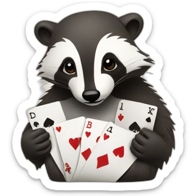badger playing poker sticker