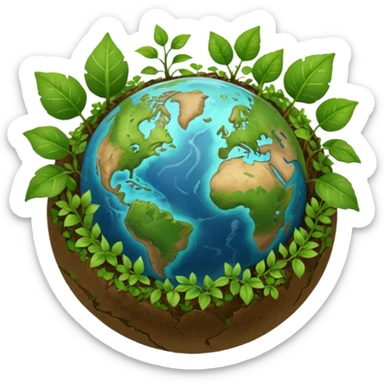 globe with plants sprouting all over it sticker