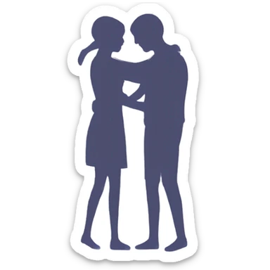 Two silhouettes of people hug each other sticker