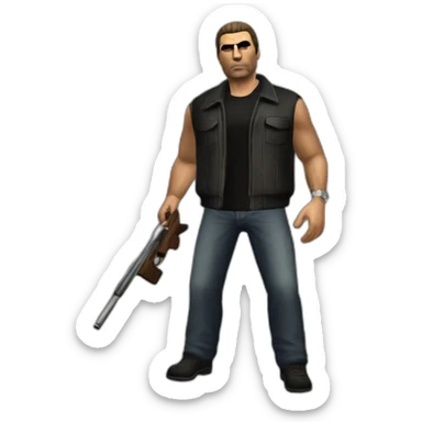 GTA III Italian Mafia man with shotgun sticker