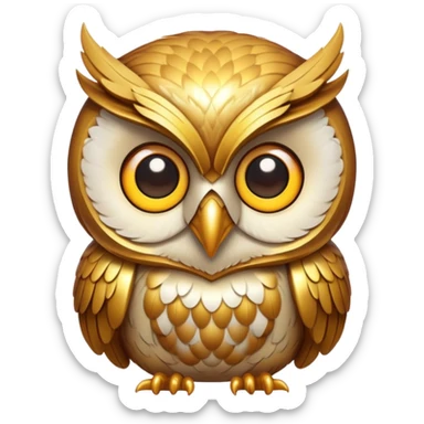 golden owl with shiny feathers sticker