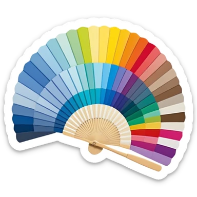 Pantone color swatch fan. The swatches should be fanned out, each with a different color. sticker