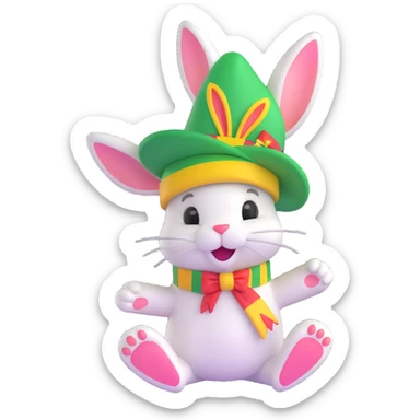 a relaxed and happy bunny with Jamaican colors and reggae vibes sticker