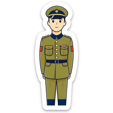 military man with the flag of Quebec in the background sticker