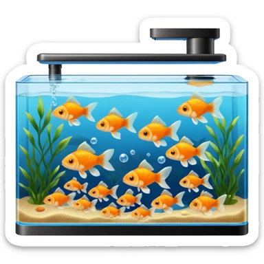 goldfish in a tank rectangular many fish sticker