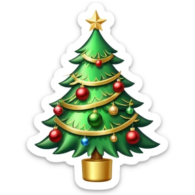 festive Christmas tree with ornaments sticker