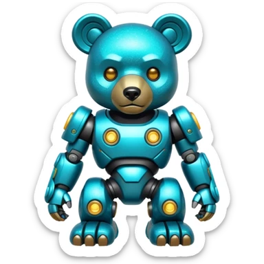 glitter mech bear cian cyberpunk sticker