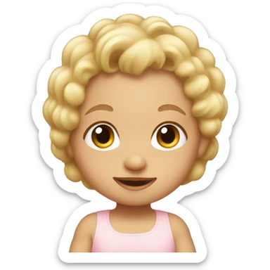 cute blonde baby with one curl on head sticker