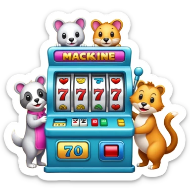animals playing a slot machine sticker